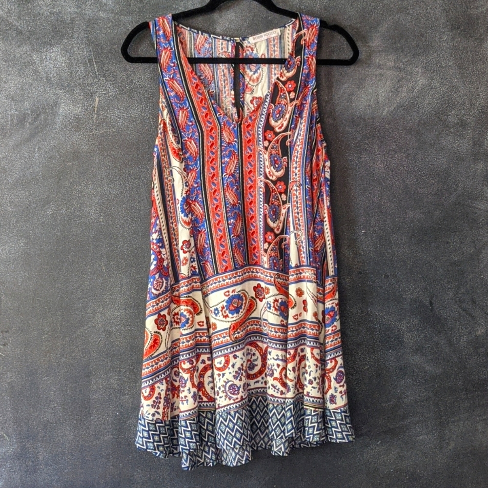 Bobbi Rocco Sleeveless Boho Printed A-Line Shift Dress